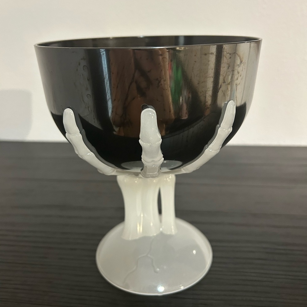 Skeleton Hand Black and White Goblet
